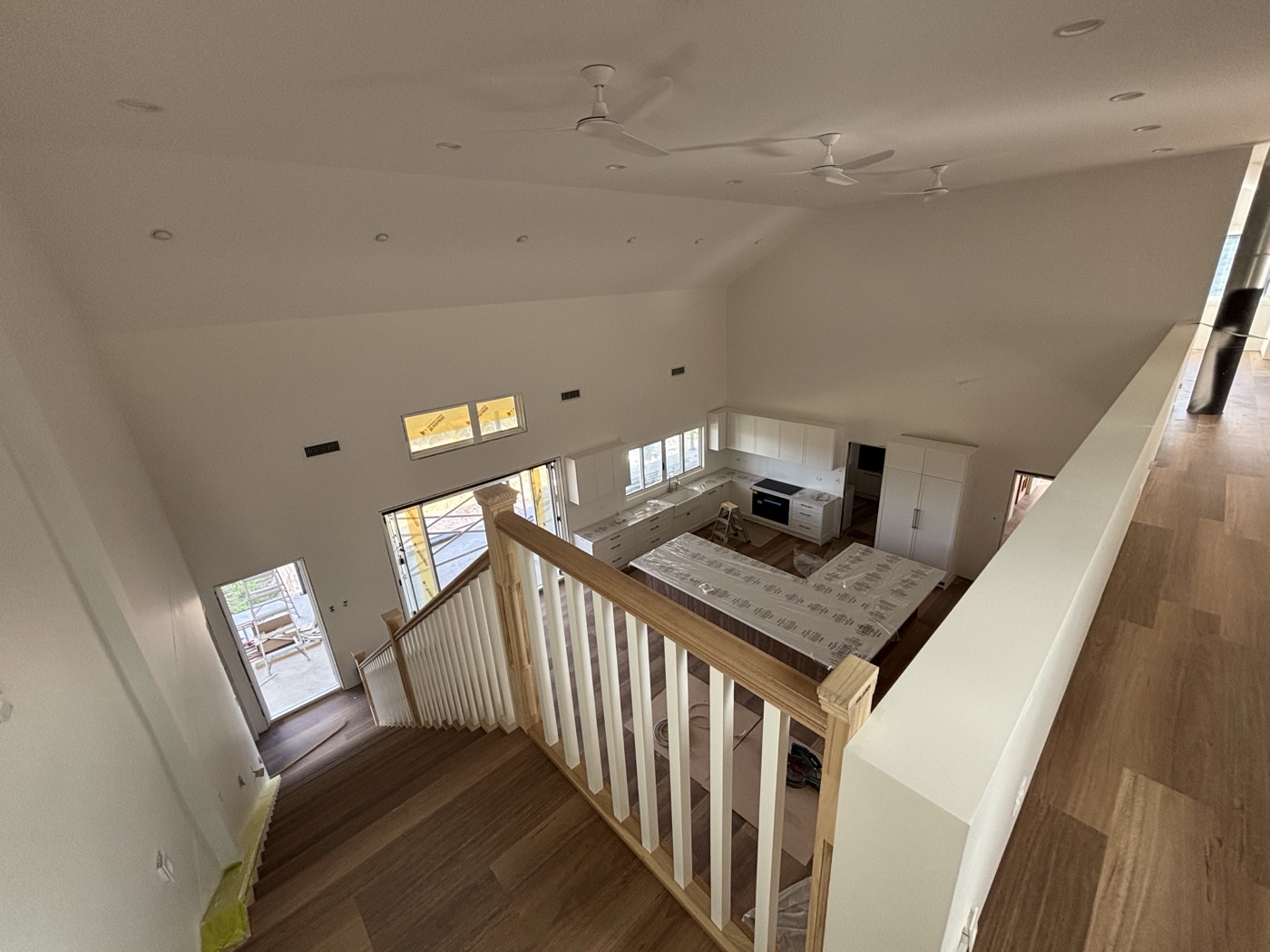 Open-plan staircase and living area renovation