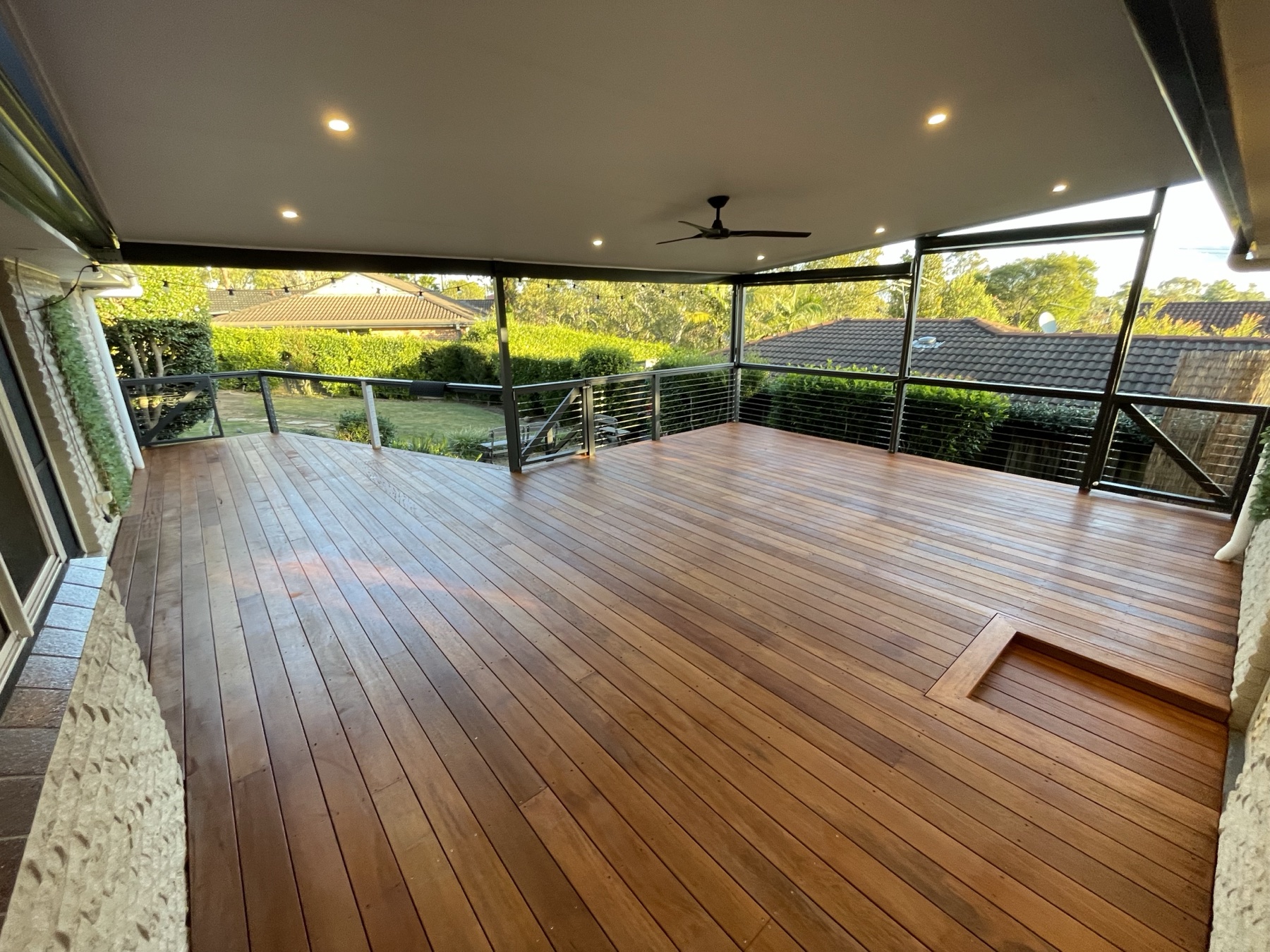 Covered timber deck outdoor living space