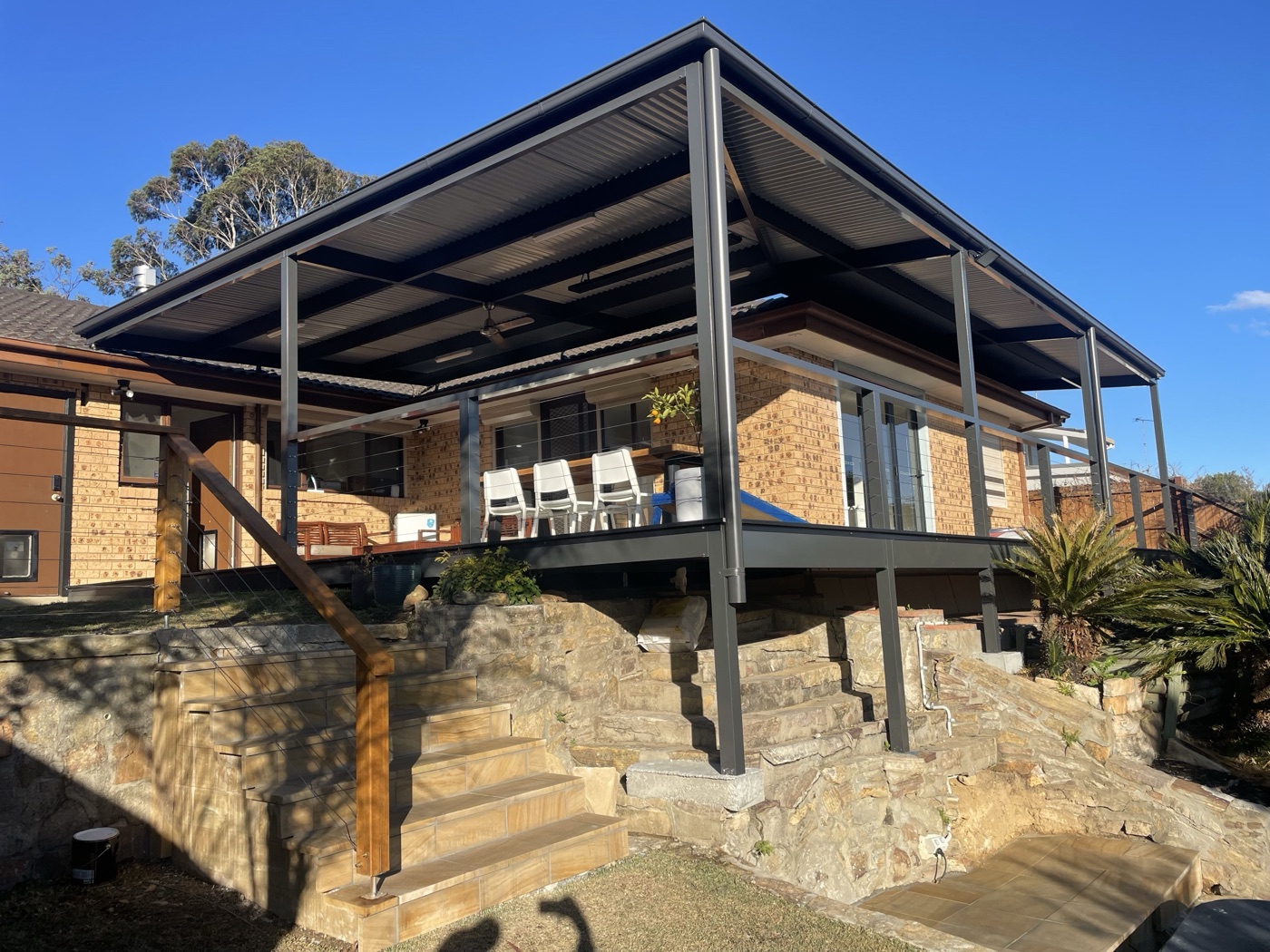Pergola with sandstone steps